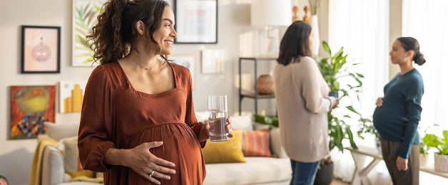Actor portrayal of pregnant women talking